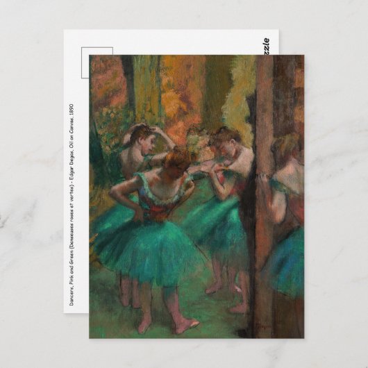 Carte Postale Edgar Degas - Danseuses, rose et vert (Devant / Derrière)