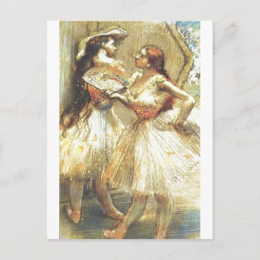 Carte Postale Edgar Degas Deux danseuses Fan Dress Bow Tutu (Devant)