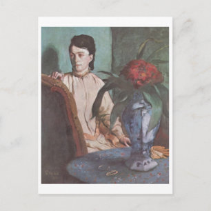 Carte Postale Edgar Degas - Femme assise avec Vase 1872 portrait