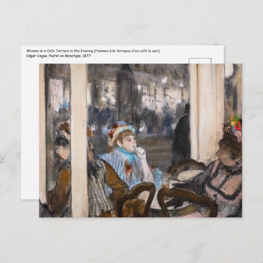 Carte Postale Edgar Degas - Femmes sur une terrasse de café le s (Devant / Derrière)