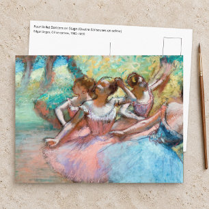 Carte Postale Edgar Degas - Quatre ballerines sur scène