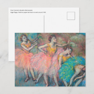 Carte Postale Edgar Degas - Quatre Danseurs