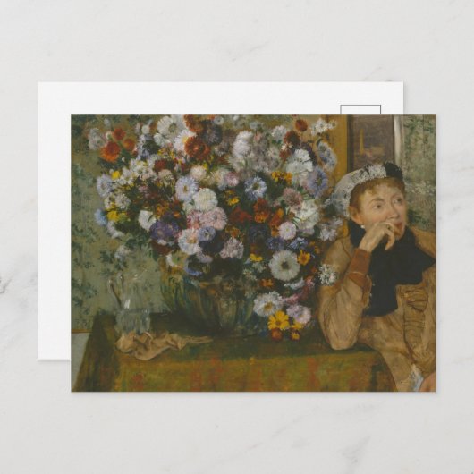 Carte Postale Edgar Degas | Une femme assise à côté d'un vase de (Devant / Derrière)
