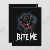 Carte Postale Edgy 'Bite Me' Design Rose gothique (Devant / Derrière)