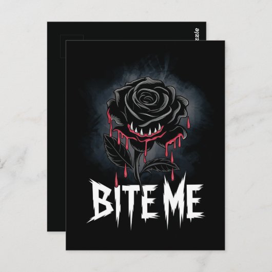 Carte Postale Edgy 'Bite Me' Design Rose gothique (Devant / Derrière)