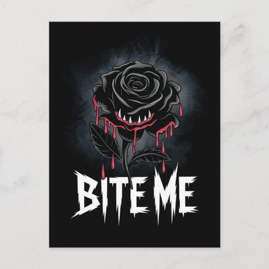 Carte Postale Edgy 'Bite Me' Design Rose gothique (Devant)