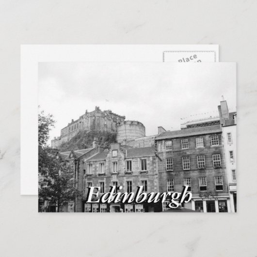 Carte postale Edimbourg Castle Scotland noir et bl (Devant / Derrière)