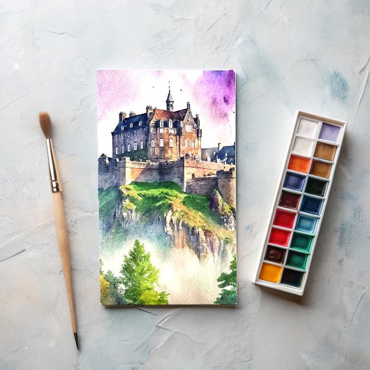 Carte Postale Edimbourg, Ecosse, Castle Watercolor Peinture