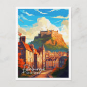 Carte Postale Edimbourg Ecosse illustration de voyage vintage (Devant)
