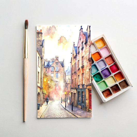 Carte Postale Edimbourg, Ecosse, Peinture aquarelle de rue