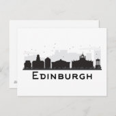 Carte Postale Edimbourg Écosse | Skyline noir et blanc (Devant / Derrière)