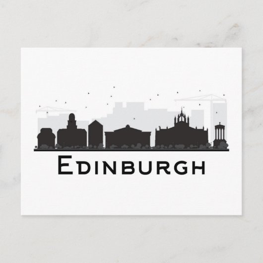 Carte Postale Edimbourg Écosse | Skyline noir et blanc (Devant)