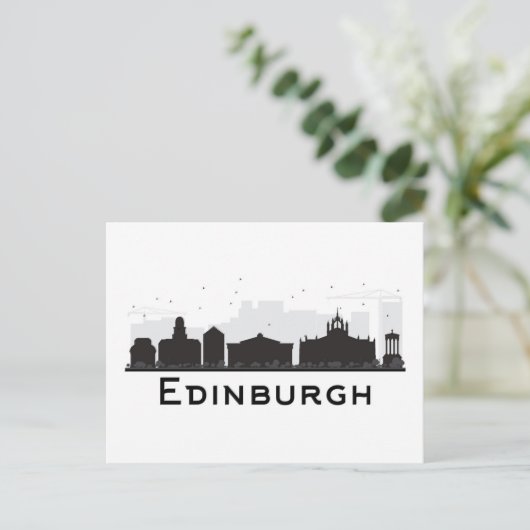 Carte Postale Edimbourg Écosse | Skyline noir et blanc (Debout devant)