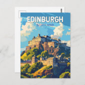 Carte Postale Édimbourg Écosse Voyage Art Vintage (Devant / Derrière)