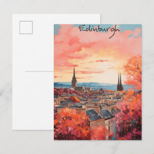 Carte Postale Édimbourg Écosse Voyage Ville Peinture Esthétique