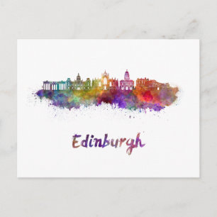 Carte Postale Edimbourg V2 skyline en aquarelle