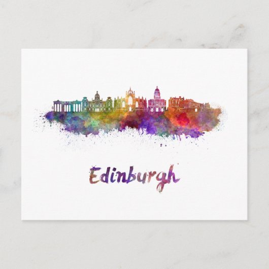 Carte Postale Edimbourg V2 skyline en aquarelle (Devant)