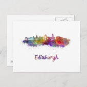 Carte Postale Edimbourg V2 skyline en aquarelle (Devant / Derrière)
