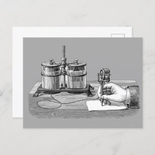 Carte Postale Edison Edison, écrivain antique Steampunk