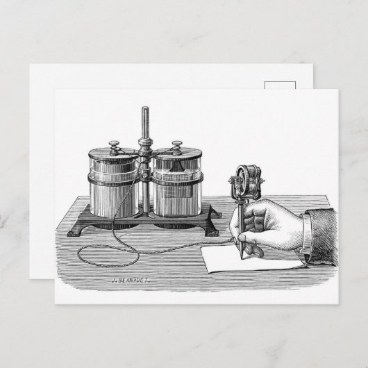 Carte Postale Edison Edison, écrivain antique Steampunk (Devant / Derrière)