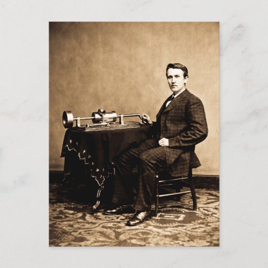 Carte Postale Edison et son phonographe 1887 (Devant)