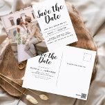 Carte Postale Editable Enregistrer la date Élégant script minima<br><div class="desc">Élégant minimaliste moderne et modifiable Enregistrer la carte postale Mariage Date. La carte d'invitation à la date inclut une typographie de script à la main moderne avec un design chic et simple auquel vous pouvez ajouter votre photo de fiançailles customisé à.</div>