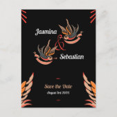 Carte Postale Editable Rockabilly Swallows Mariage Enregistrer L (Devant)