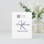 Carte Postale Édition de nom en monogramme violet code QR affair (Debout devant)