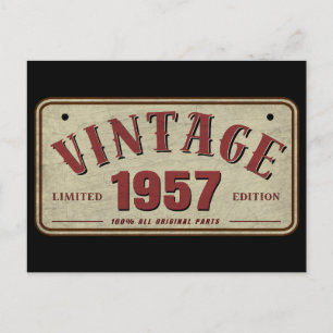 Carte Postale Édition limitée vintage 1957, toutes pièces d'orig