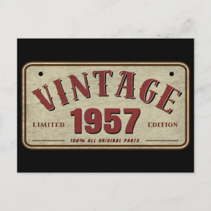 Carte Postale Édition limitée vintage 1957, toutes pièces d'orig