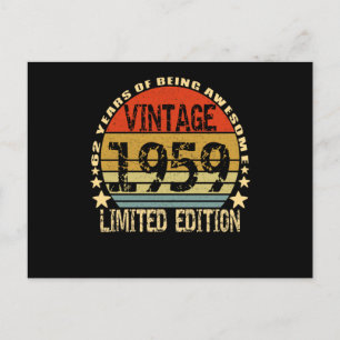 Carte Postale Édition limitée vintage 1959 62 Ans