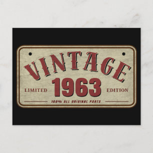 Carte Postale Édition limitée vintage 1963, toutes pièces d'orig