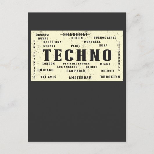 Carte Postale EDM Techno Underground International Rave Cities (Devant)