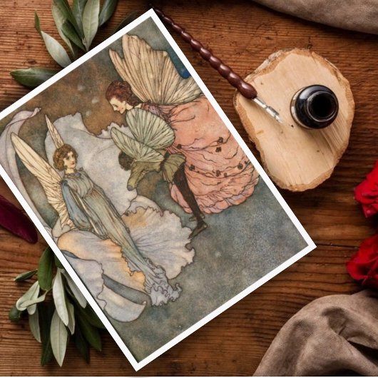 Carte Postale Edmund Dulac Salutation Vintage Fée