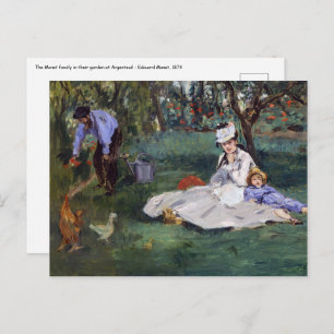 Carte Postale Edouard Manet - La famille Monet dans son jardin