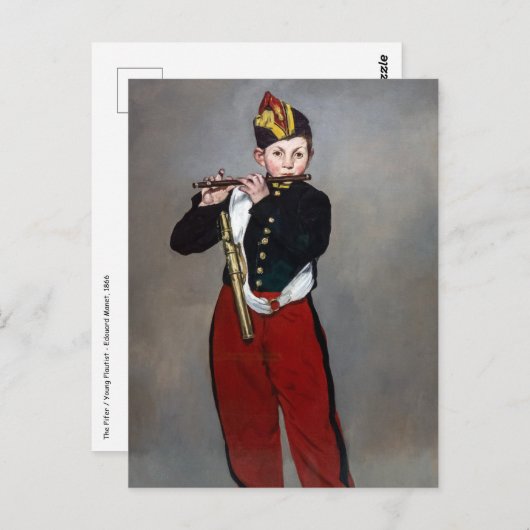 Carte Postale Edouard Manet - Le Joueur de fifre / Jeune flûtist (Devant / Derrière)