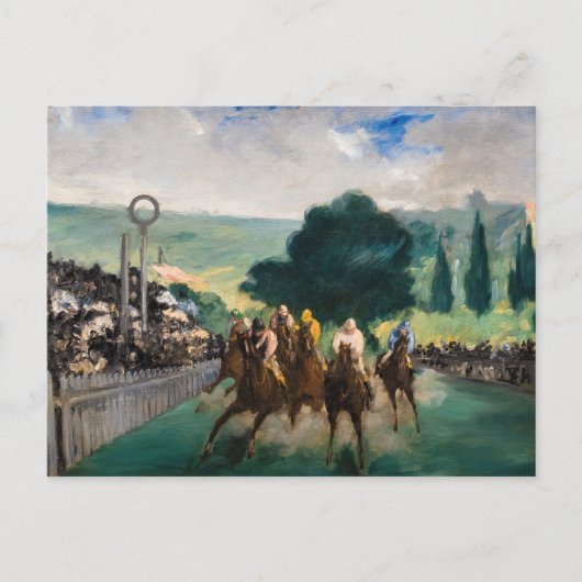 Carte Postale Edouard Manet - Les courses à Longchamp (Devant)