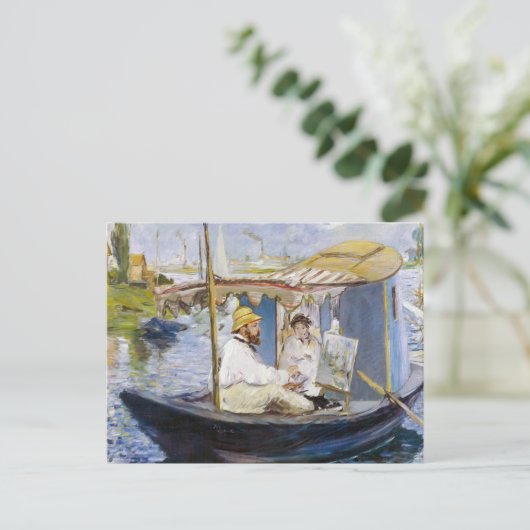 Carte Postale Edouard Manet - Monet dans son bateau atelier (Debout devant)