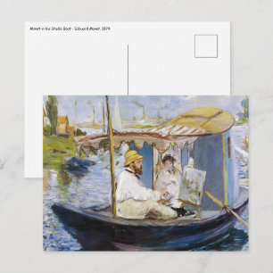 Carte Postale Edouard Manet - Monet dans son bateau atelier
