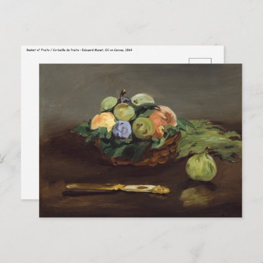Carte Postale Edouard Manet - Panier de fruits (Devant / Derrière)