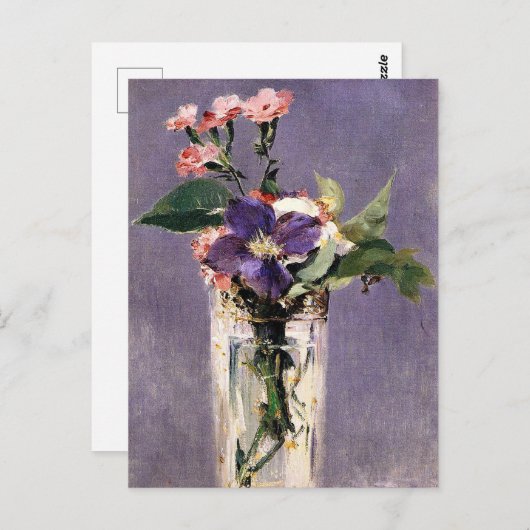 Carte Postale Edouard Manet - Pinks et Clematis, (Devant / Derrière)