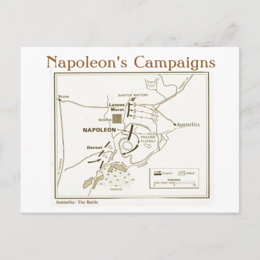 Carte Postale Éducation, Histoire, Napoléon, bataille d'Austerli (Devant)