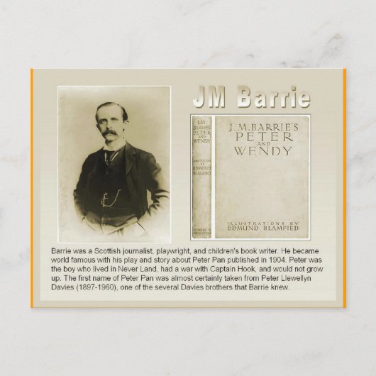 Carte Postale Éducation, Littérature, JM Barrie, Peter Pan (Devant)