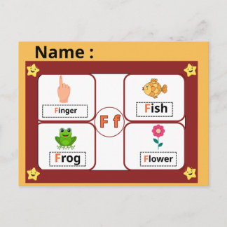 Carte Postale  Educational Alphabet Letter F Flashcard for Kids 