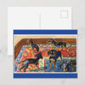 Carte Postale Edvard Munch, 5 Chiots sur la peinture de tapis (Devant / Derrière)