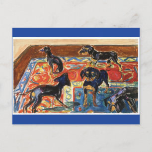 Carte Postale Edvard Munch, 5 Chiots sur la peinture de tapis