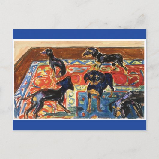 Carte Postale Edvard Munch, 5 Chiots sur la peinture de tapis (Devant)