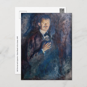 Carte Postale Edvard Munch - Autoportrait avec cigarette