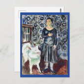 Carte Postale Edvard Munch, Femme avec Samoyed Peinture (Devant / Derrière)