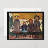 Carte Postale Edvard Munch, Filles en Asgardstrand, Peinture (Devant / Derrière)
